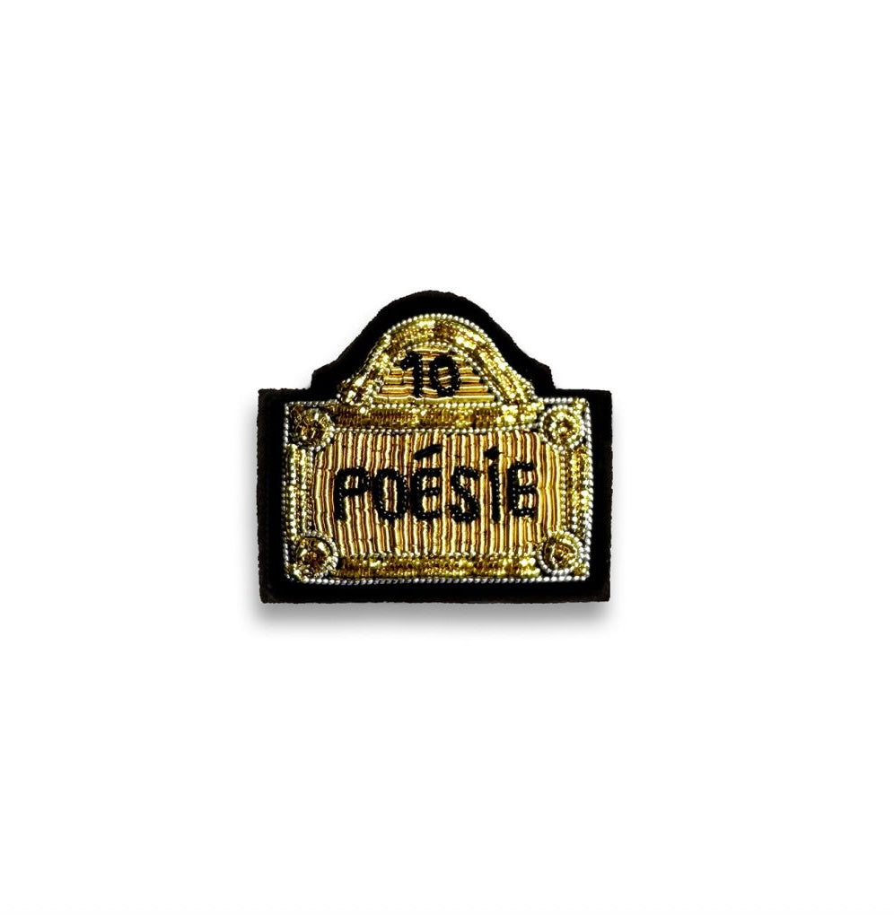 Broche - Plaque poésie dorée
