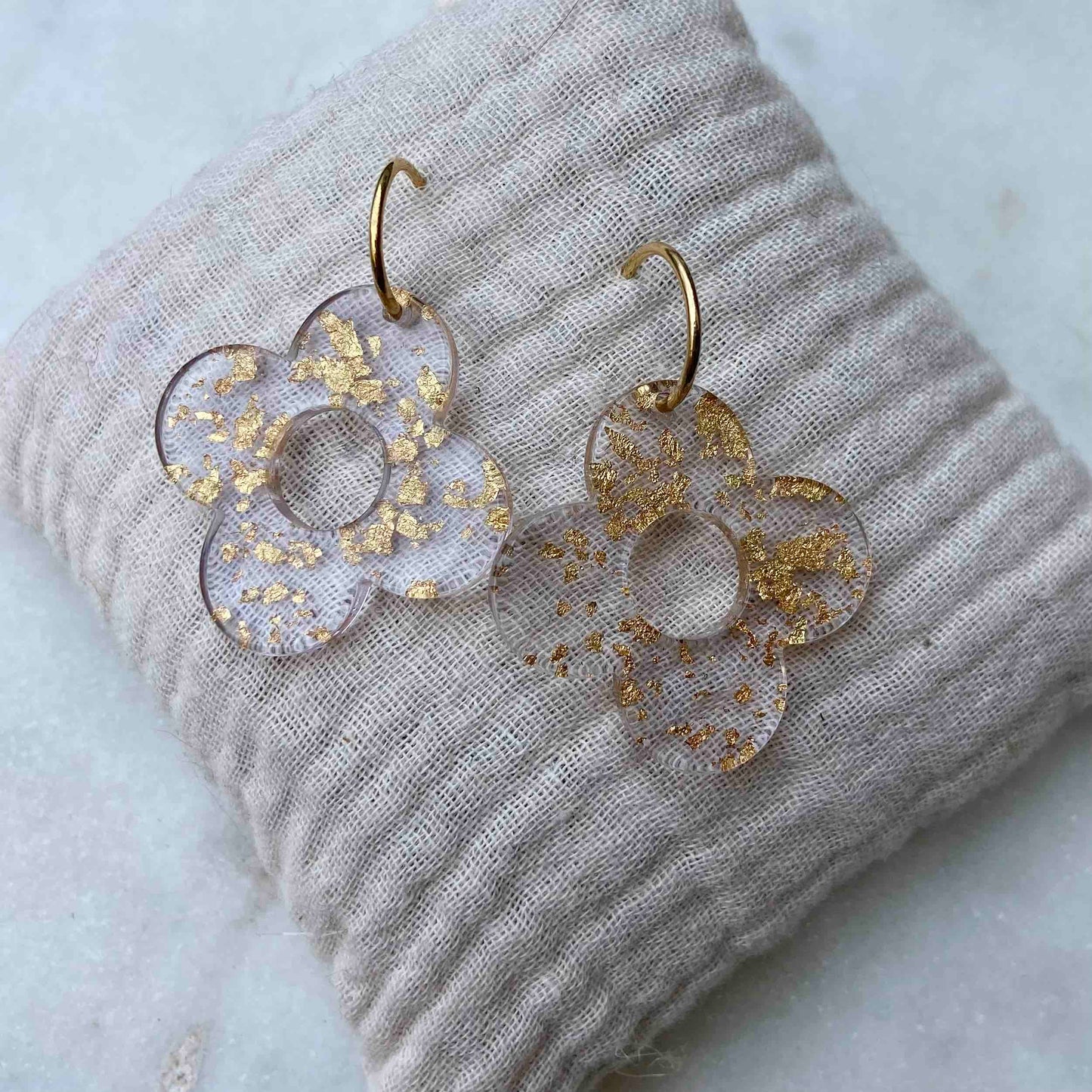 Boucles d'oreilles acétate - Grand modèle fleur