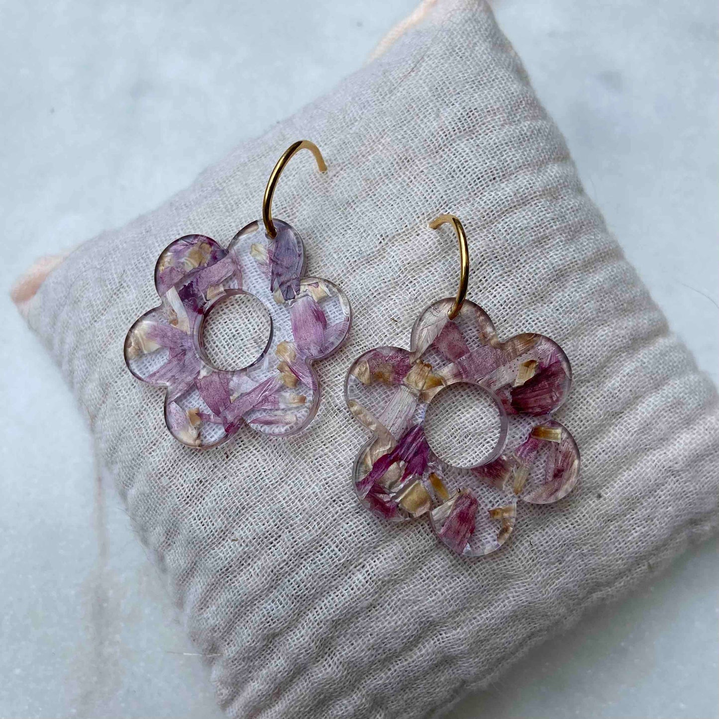 Boucles d'oreilles acétate - Grand modèle fleur