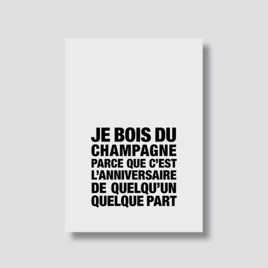 Carte Postale Je bois du champagne