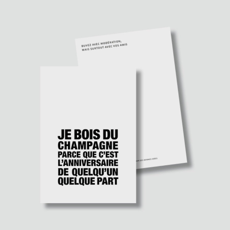 Carte Postale Je bois du champagne