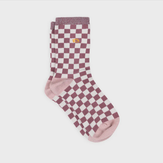 billybelt chaussettes carreaux rose et écru