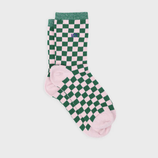 billybelt chaussettes carreaux rose et vert