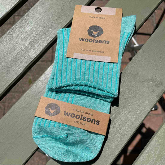 Chaussettes paillettes turquoise