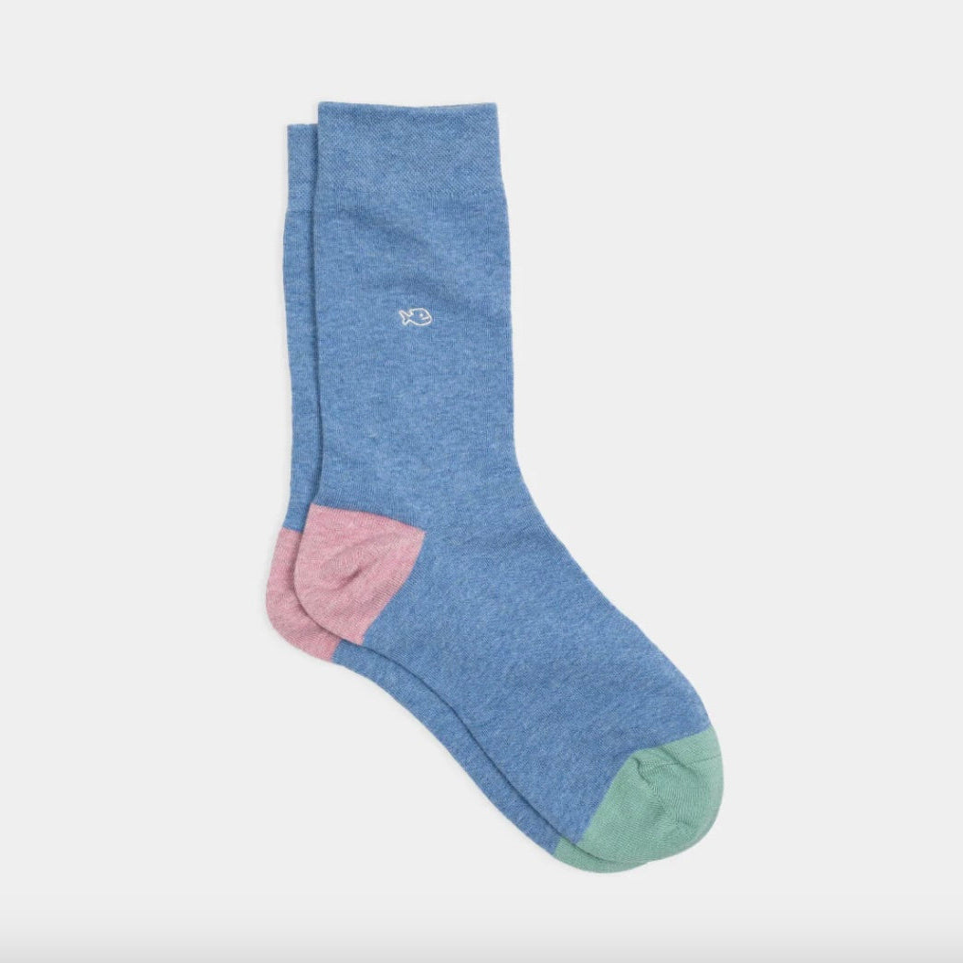 Chaussettes en coton bleu chiné