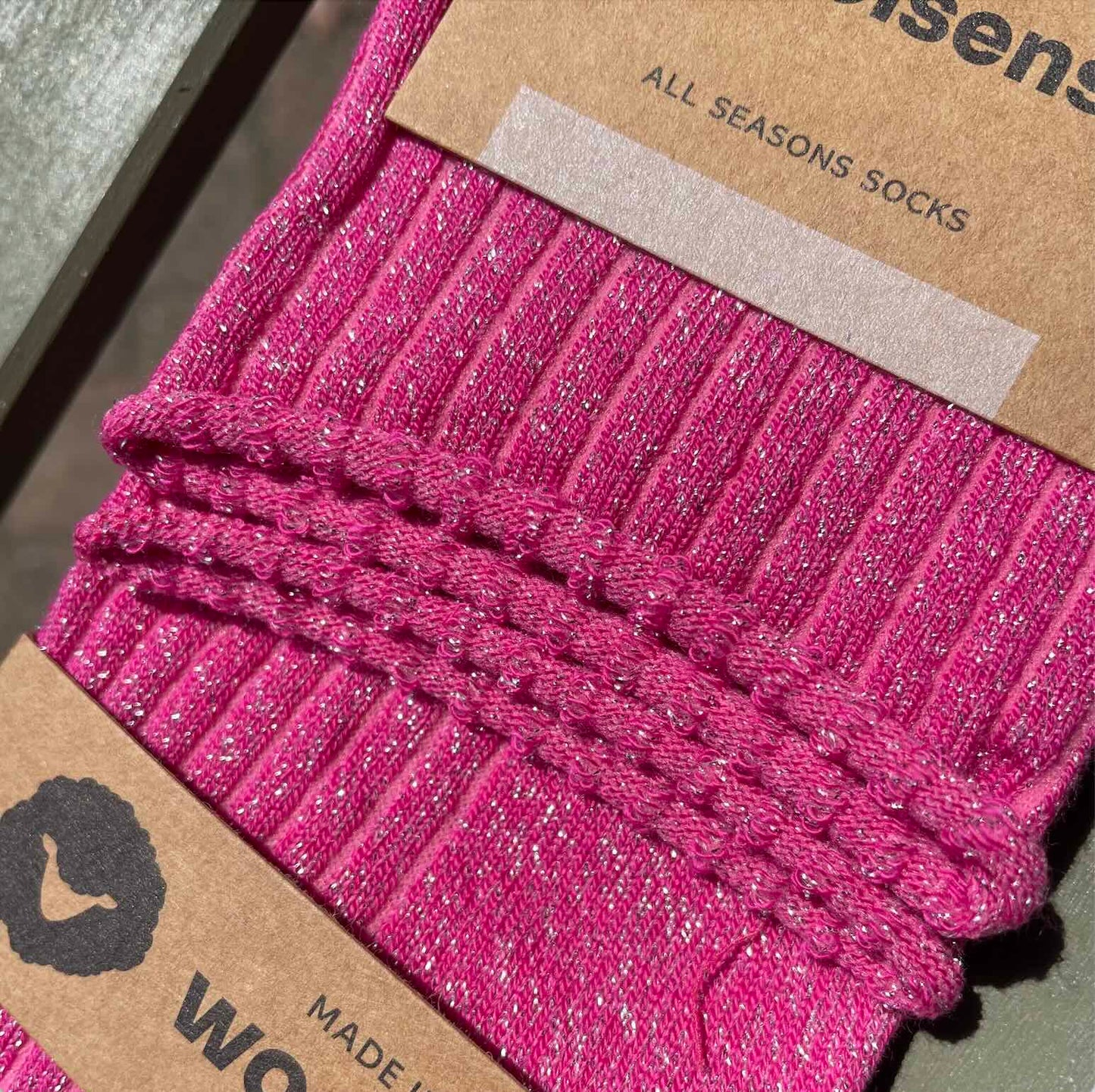 Chaussettes paillettes rose