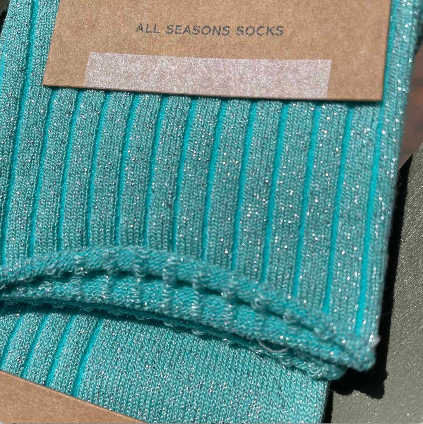 Chaussettes paillettes turquoise