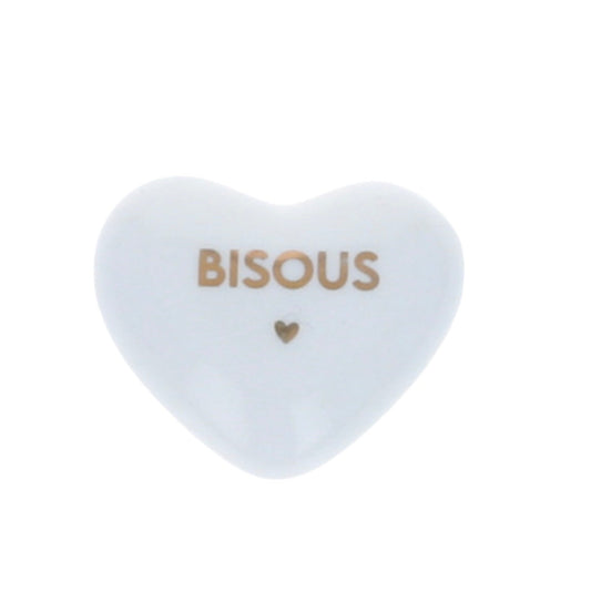 Coeur porcelaine Bisous doré