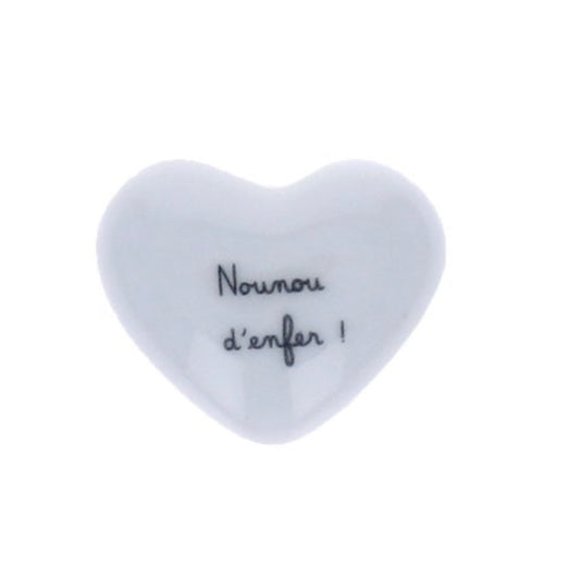 Coeur porcelaine Nounou d'enfer