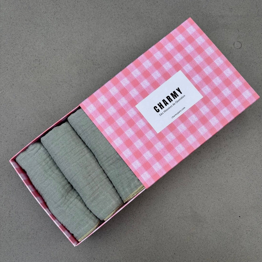 Coffret 4 Serviettes de Table – Double Gaze de Coton uni