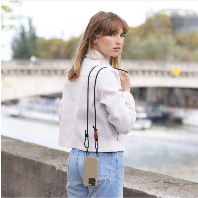 Cordon cuir téléphone - Noga noir