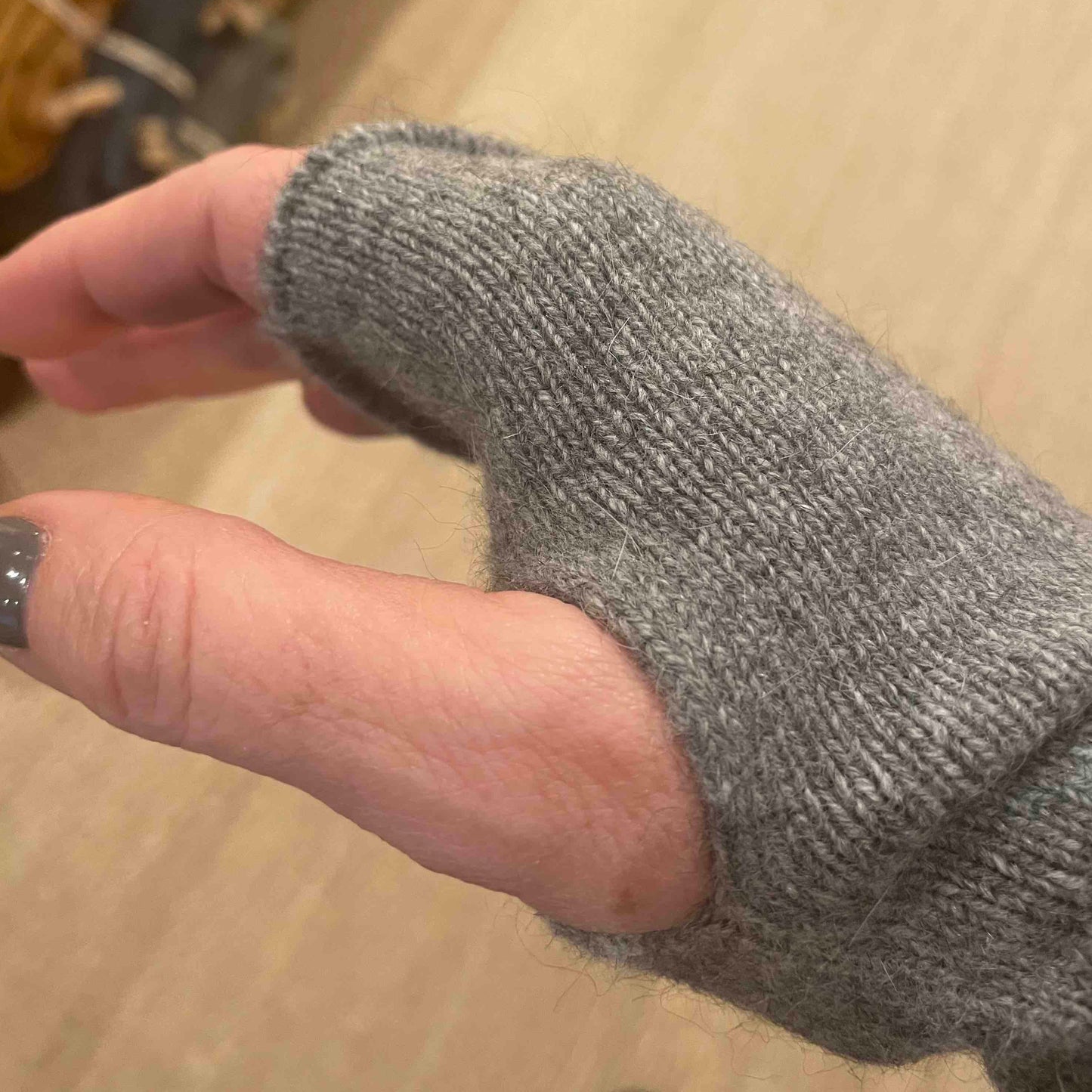 Mitaines Laine et Angora Gris meteor