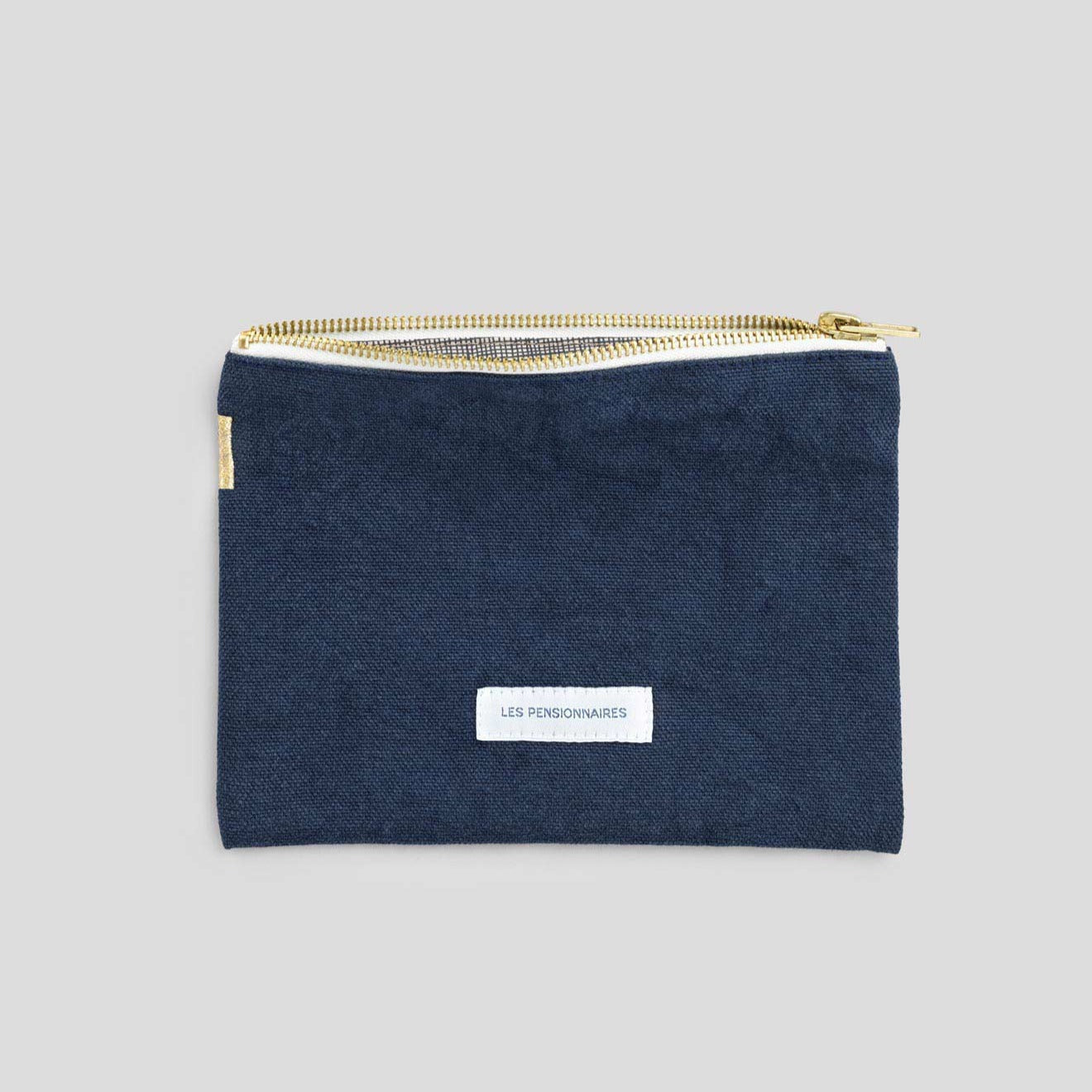 Petite pochette en toile de coton bio - bleu orage