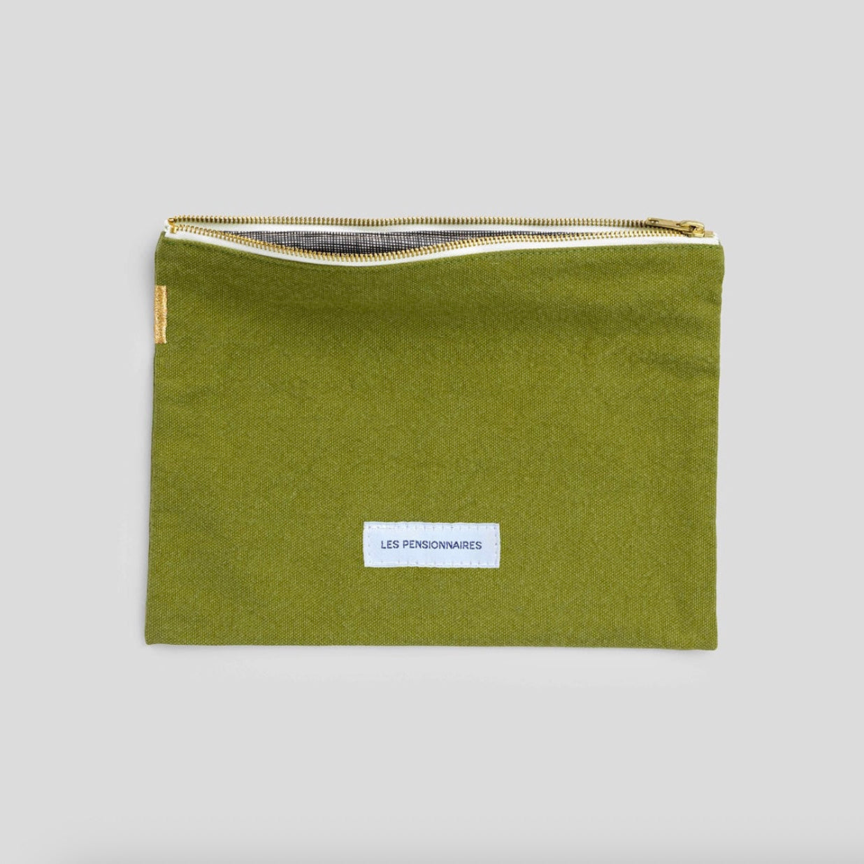 Petite pochette en toile de coton bio - Vert mousse