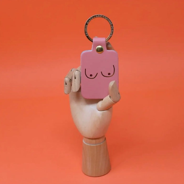 Porte clé cuir Boob - Rose