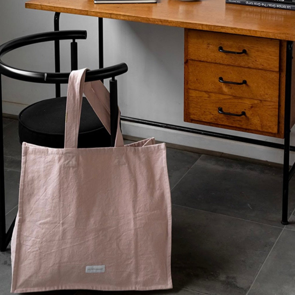 Grand cabas en toile de coton bio - Rose delicat