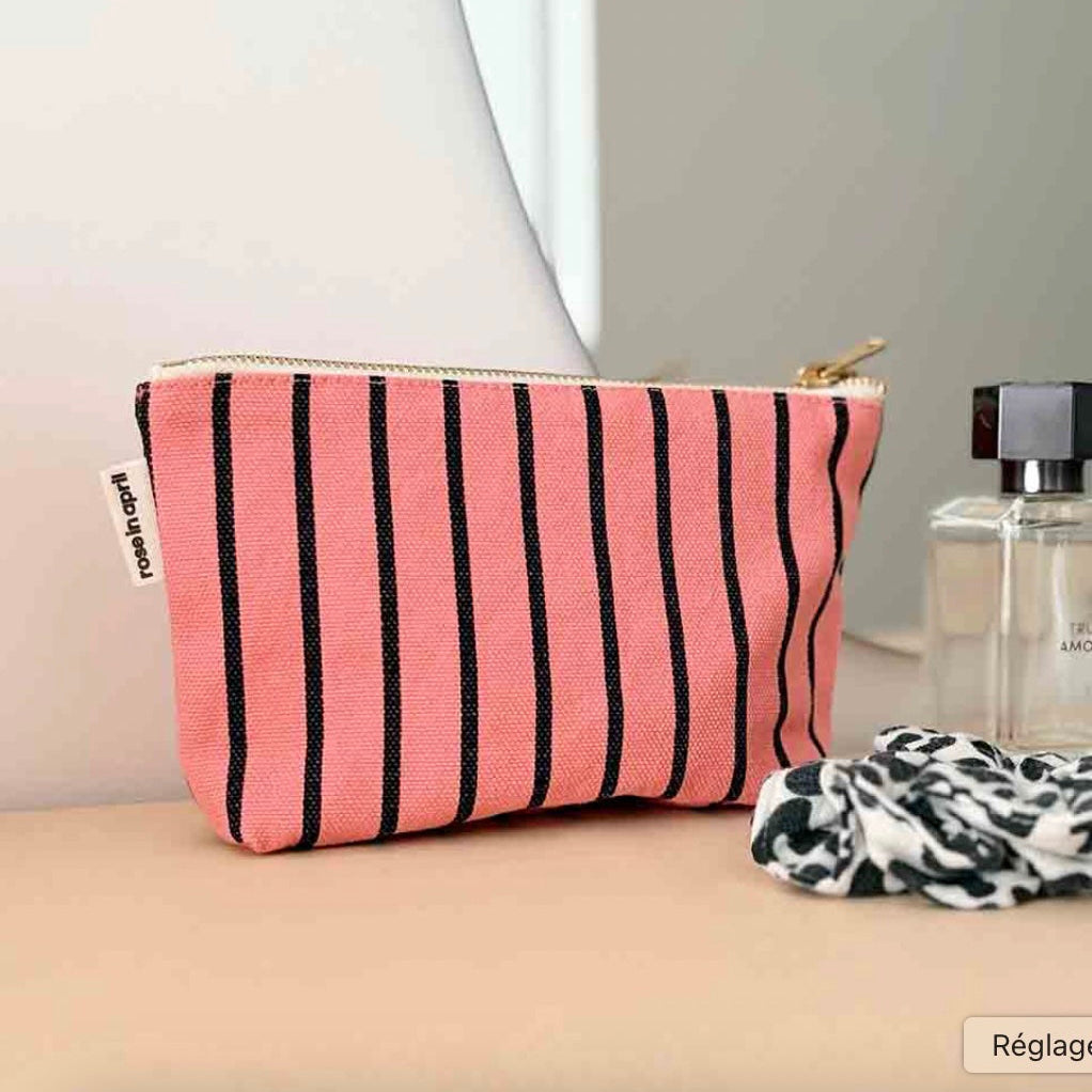 Trousse Rayures Tennis Funky pink