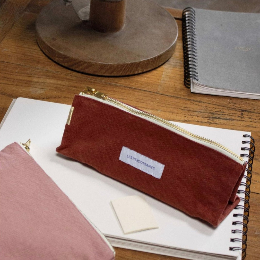 Trousse à crayons en toile de coton bio - rouille