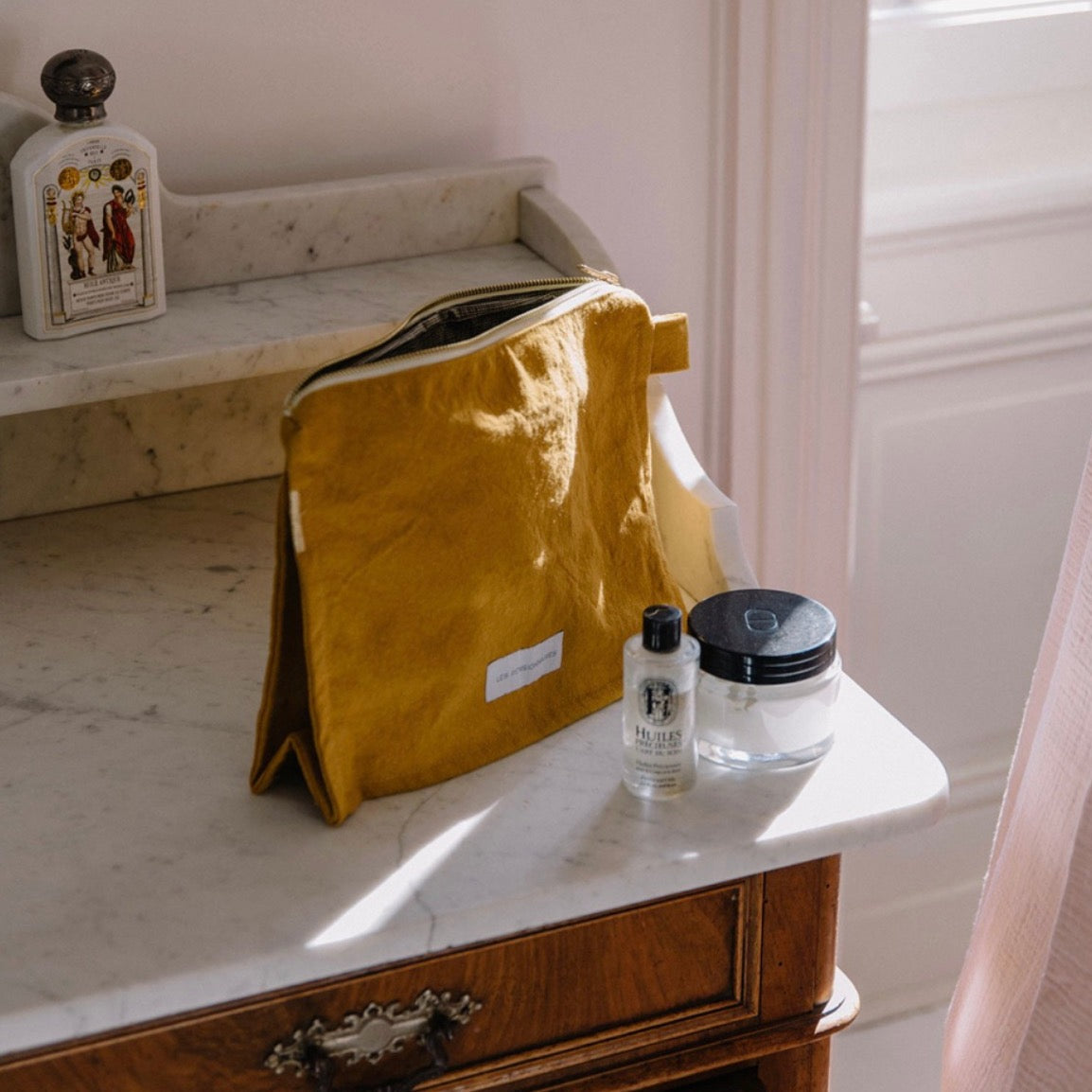 Trousse de toilette en toile de coton bio - Jaune safran
