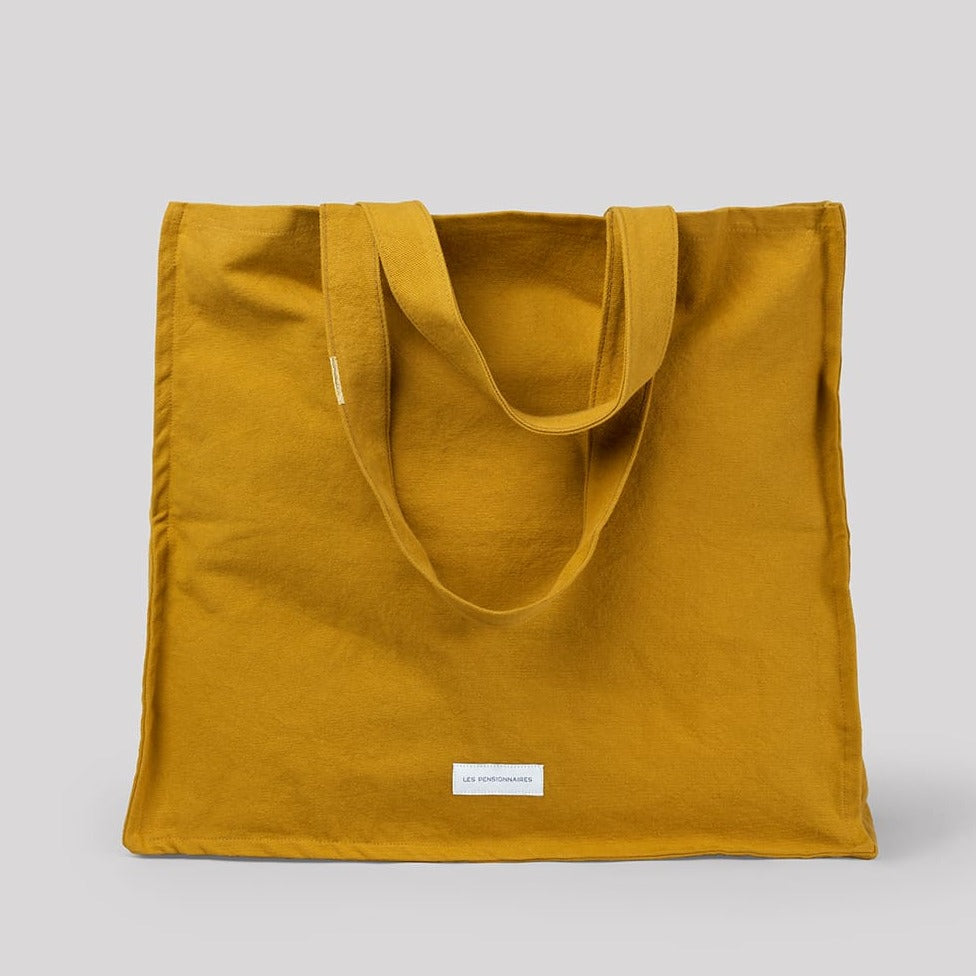 Grand cabas en toile de coton bio - jaune safran