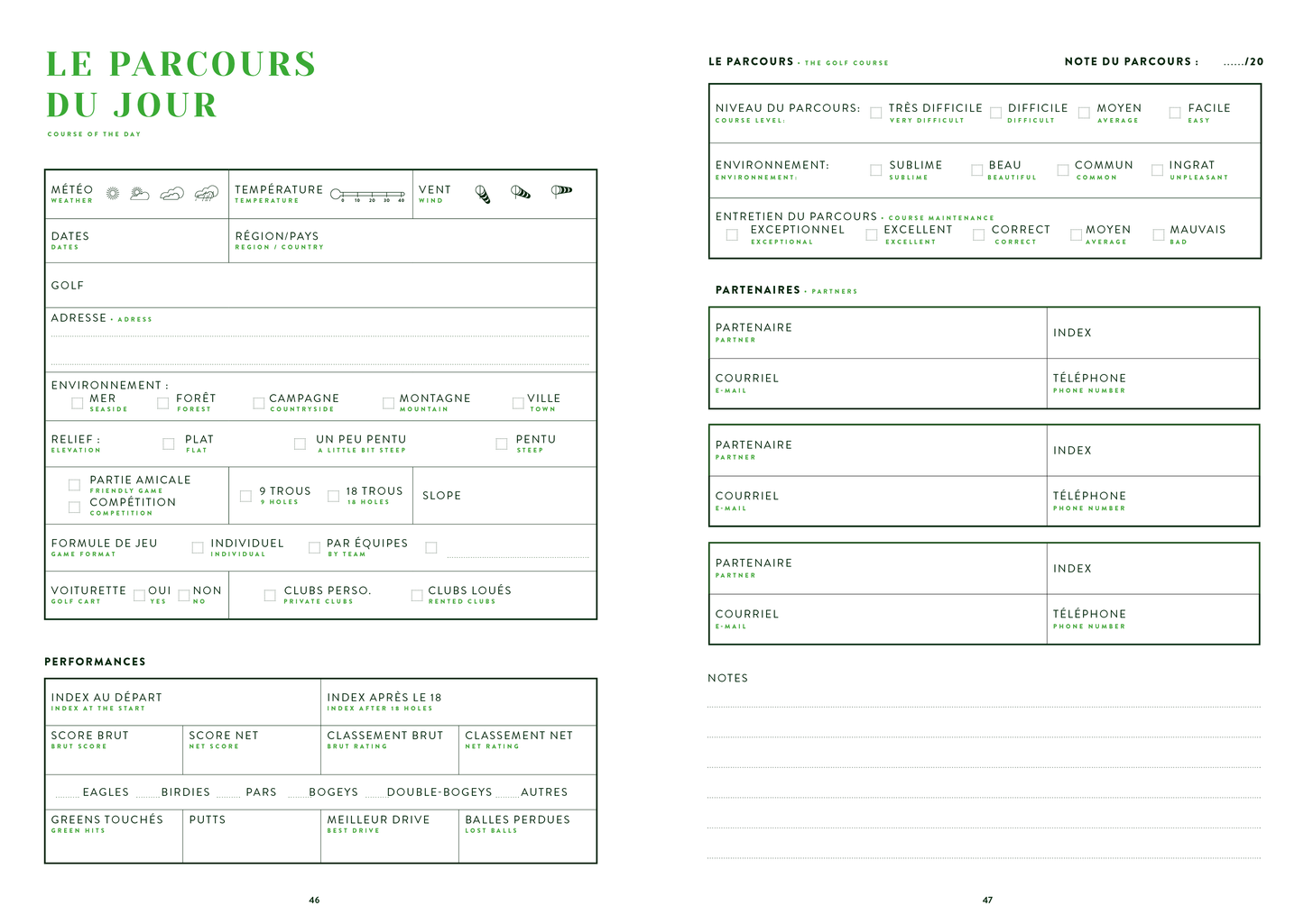 Carnet de golf