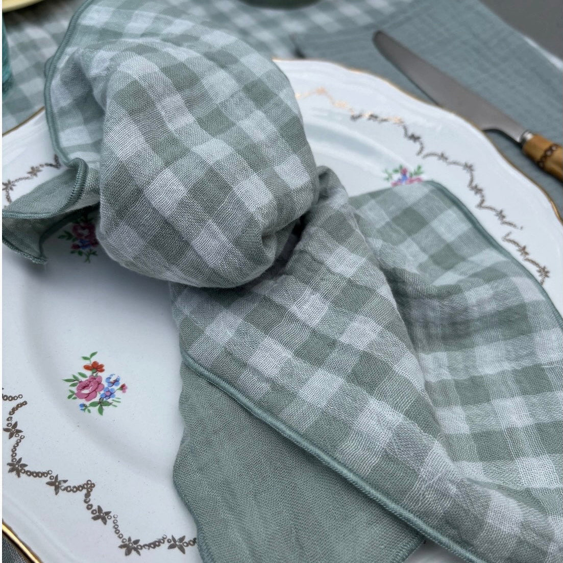 2 Serviettes de Table en Double Gaze de Coton – 40x40 cm