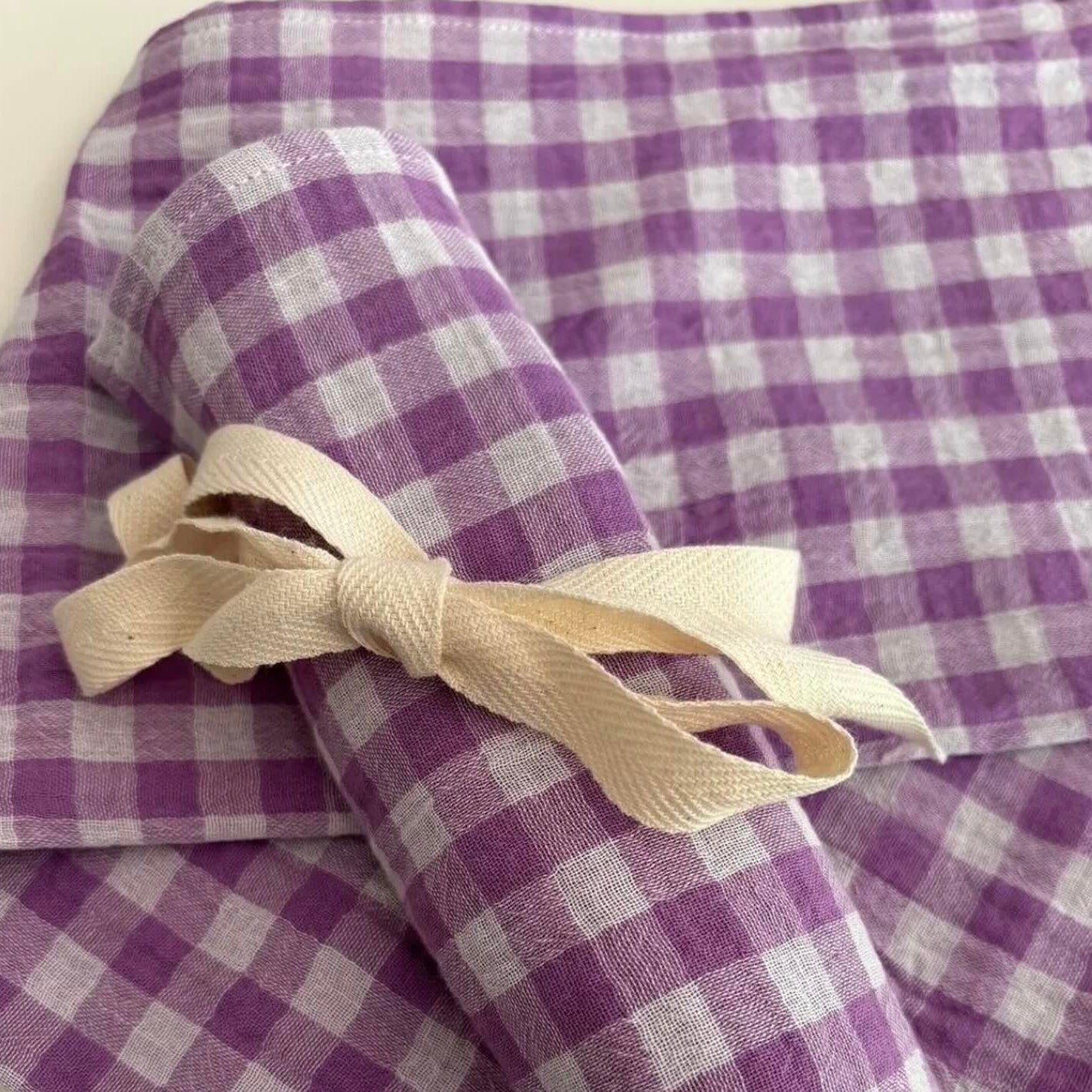 2 essuie-mains vichy violet