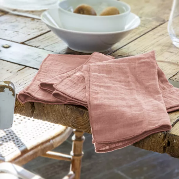 rose pêche serviettes 