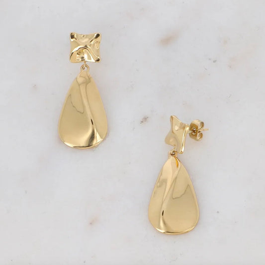 Boucles d’oreilles carré goutte martelé Sélection La Cachette de M La cachette de M