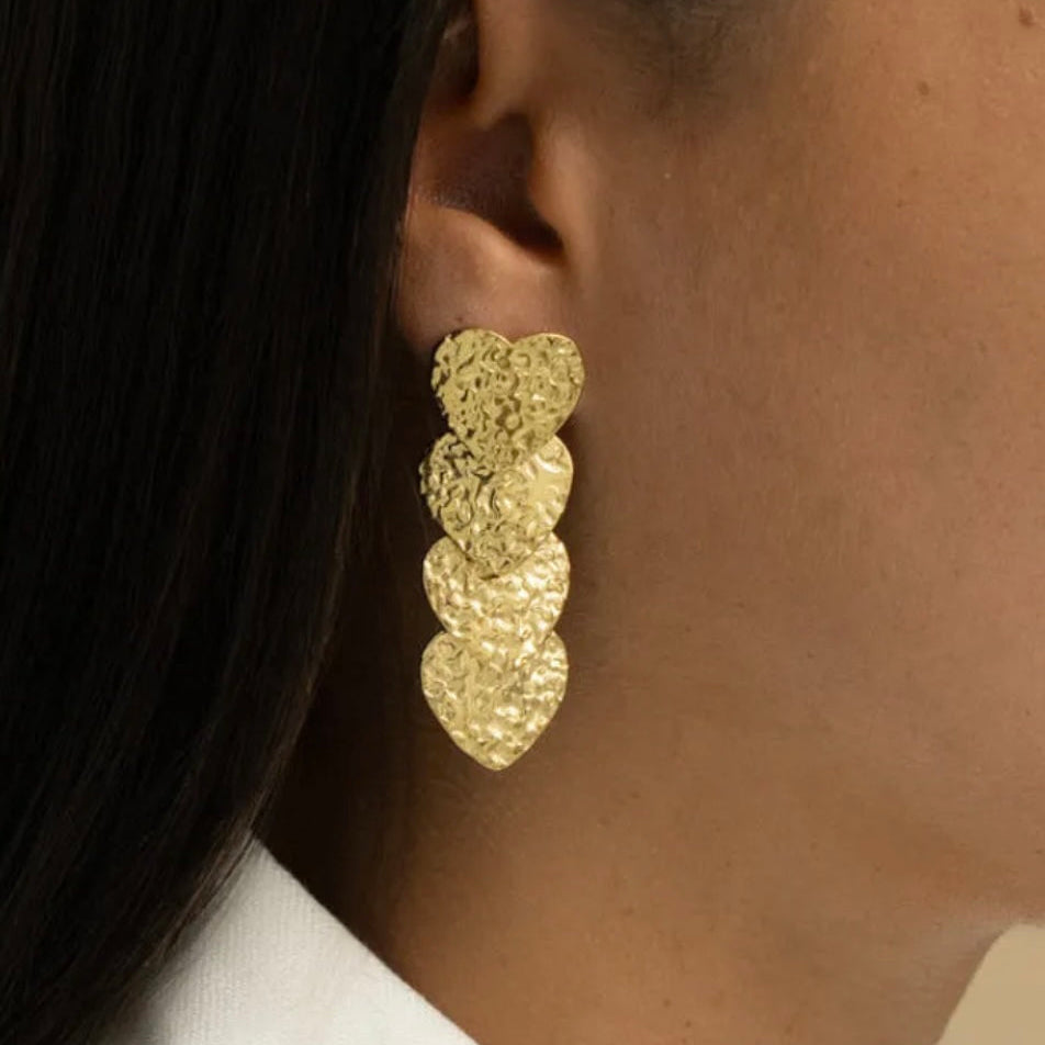 Boucles d'oreilles pendantes 4 coeurs
