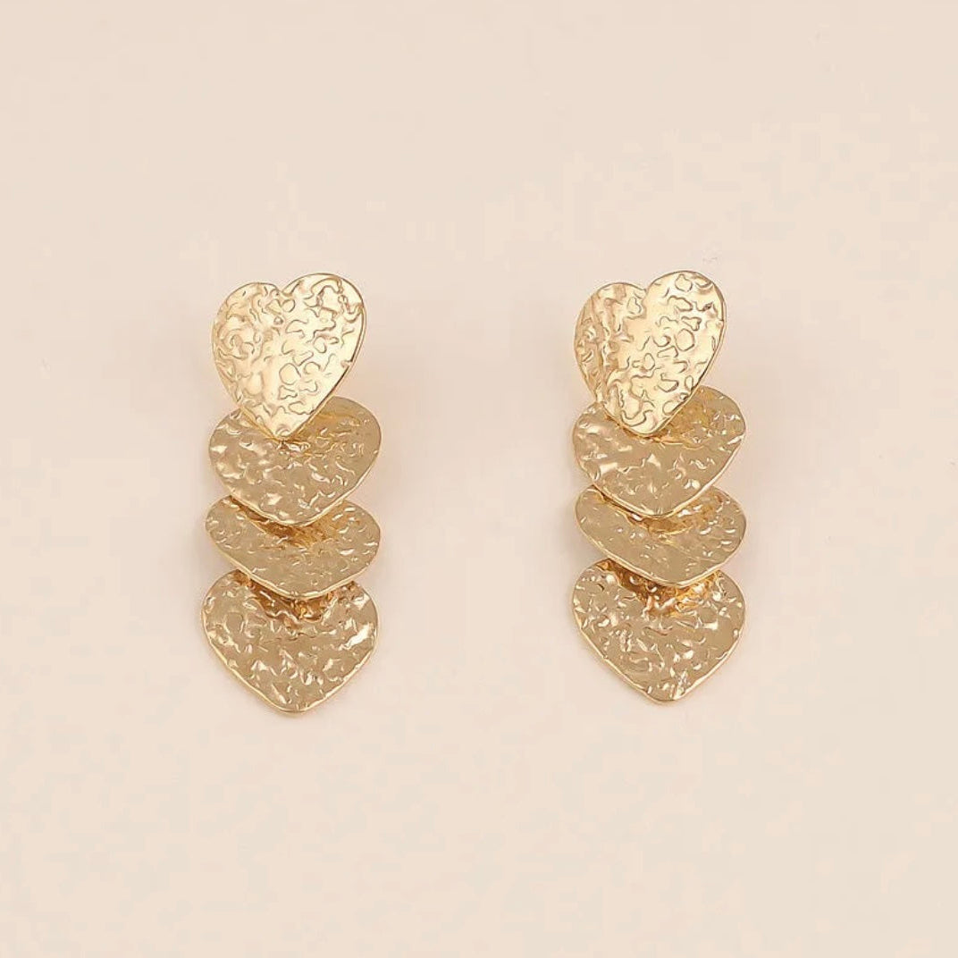 Boucles d'oreilles pendantes 4 coeurs