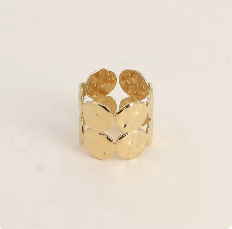 Bague 2 rangs ronds martelés