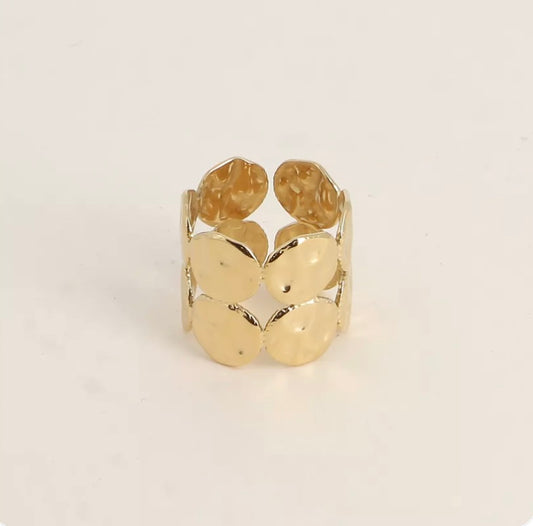Bague 2 rangs ronds martelés