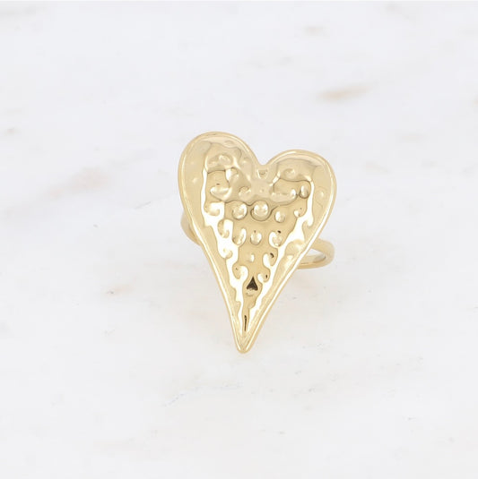 Bague coeur petit points gravés