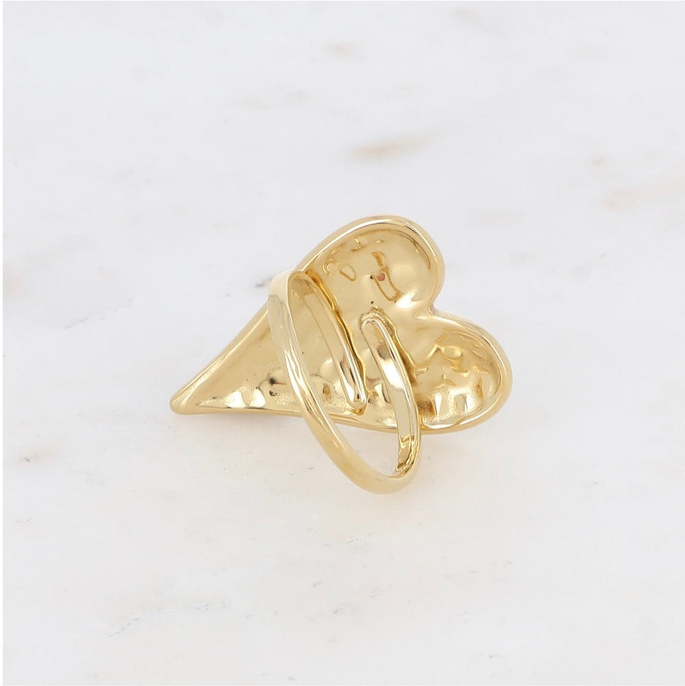 Bague coeur petit points gravés