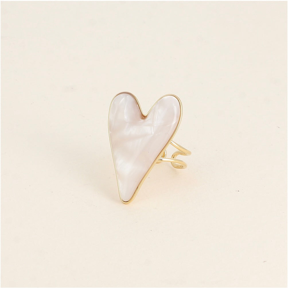 Bague coeur resine nacre