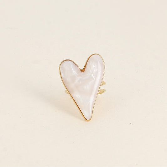 Bague coeur resine nacre