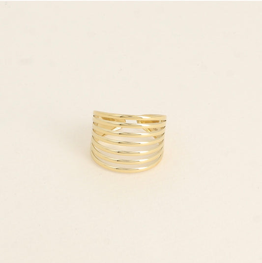 Bague large 7 lignes ajourées