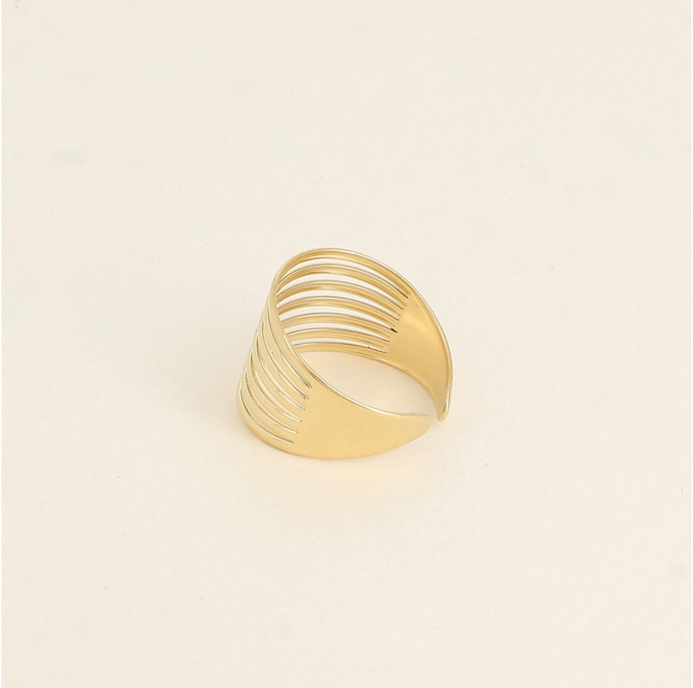 Bague large 7 lignes ajourées