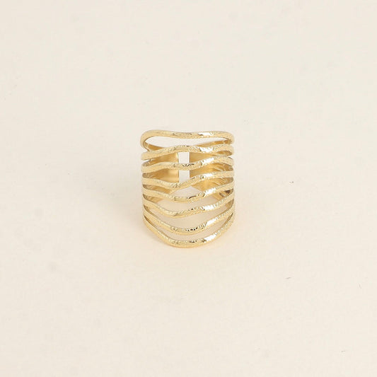 Bague large 8 anneaux ondulés