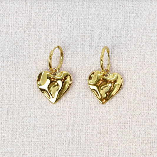 Boucles d'oreilles créoles coeur martelé