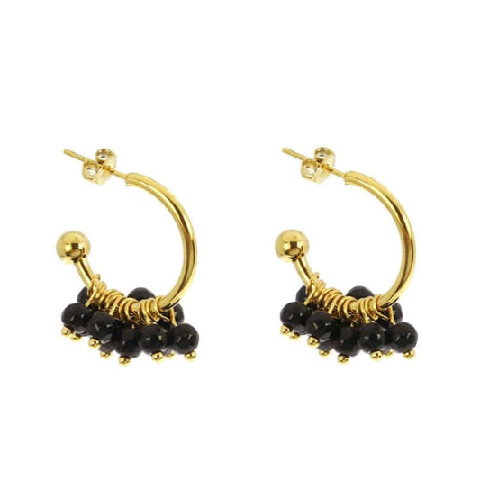 Boucles d'oreilles - créoles pampilles noires