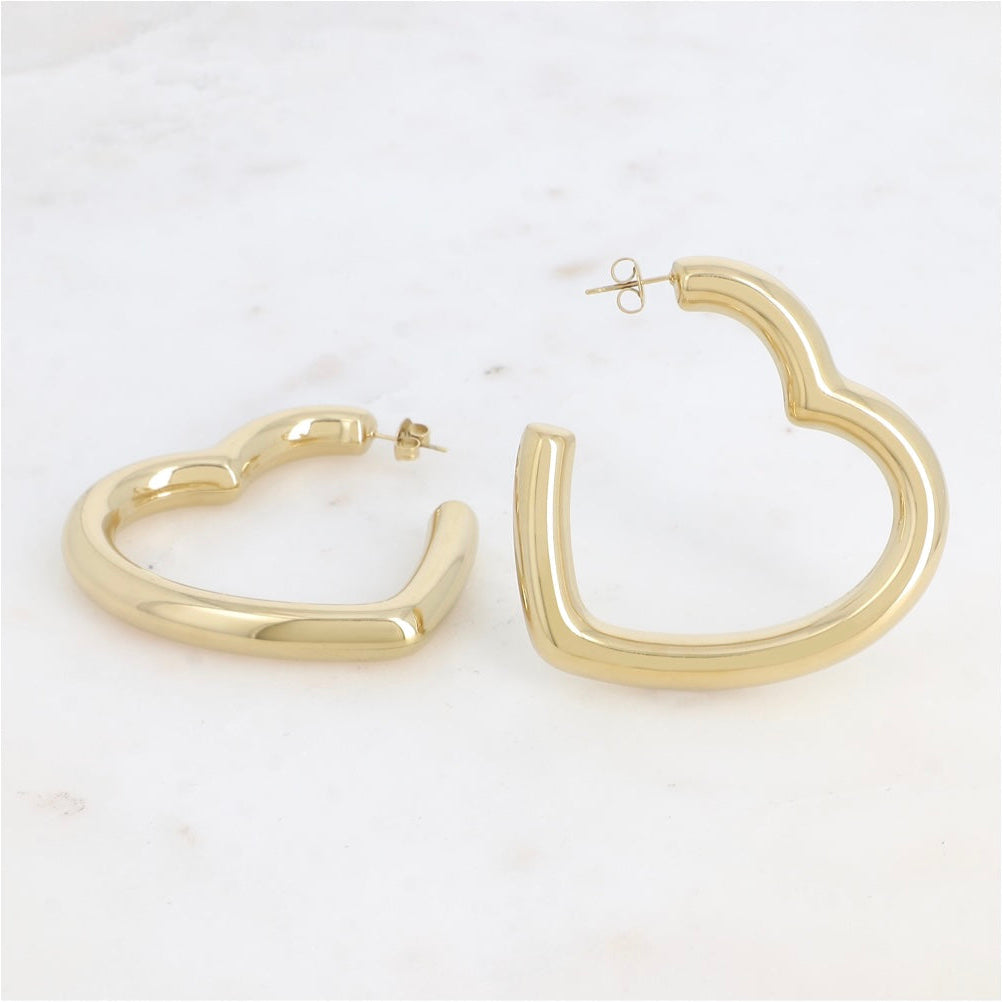 Boucles d'oreilles - Créoles coeur épaisses