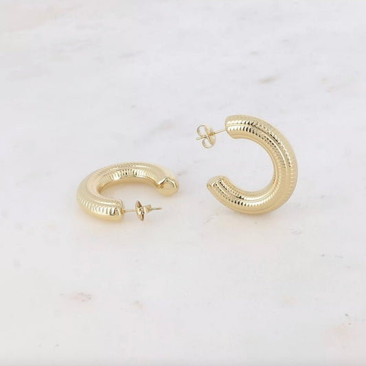 Boucles d'oreilles - Créoles traits gravés