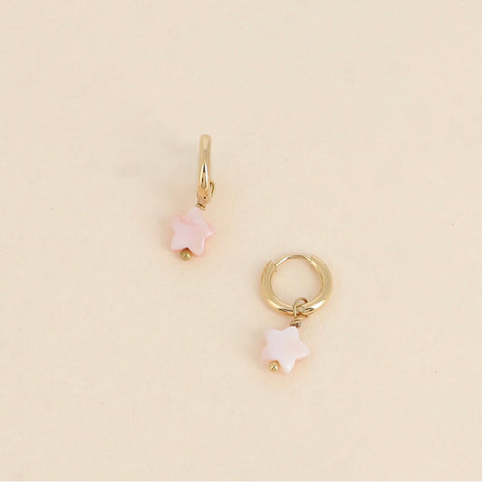 Boucles d'oreilles - Etoile nacrée rose