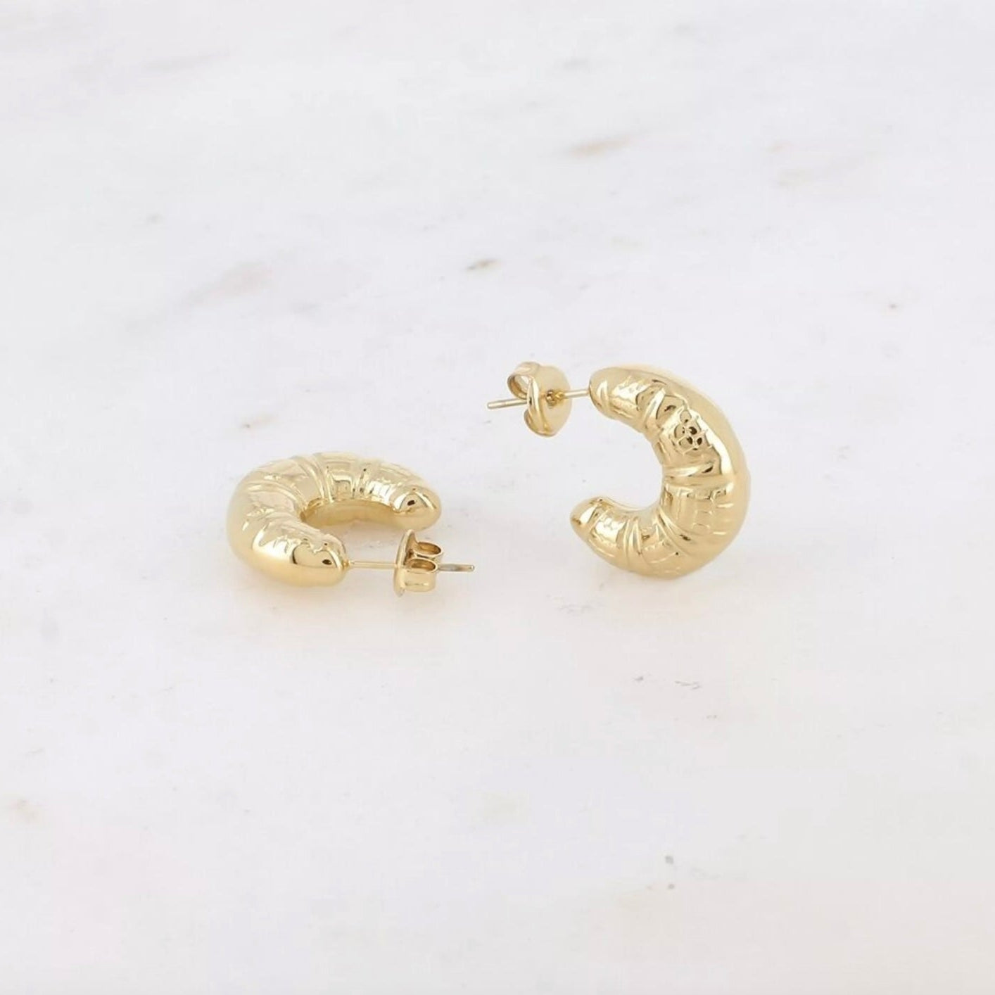Boucles d'oreilles - Mini Créoles croissant texturé
