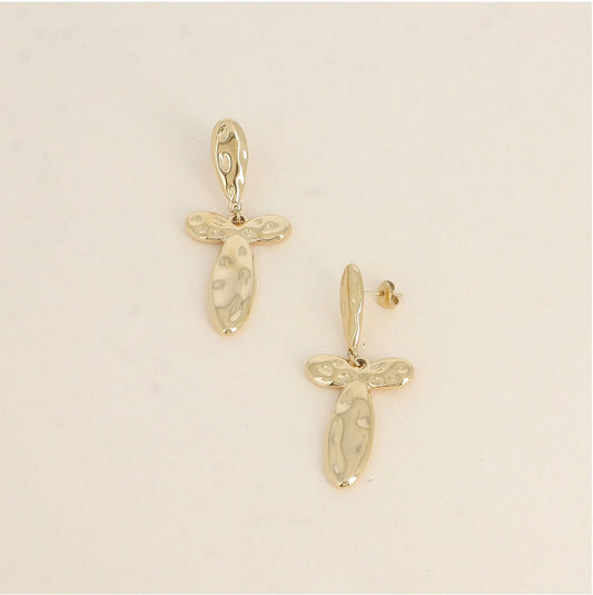 Boucles d'oreilles - Pendantes croix martelée