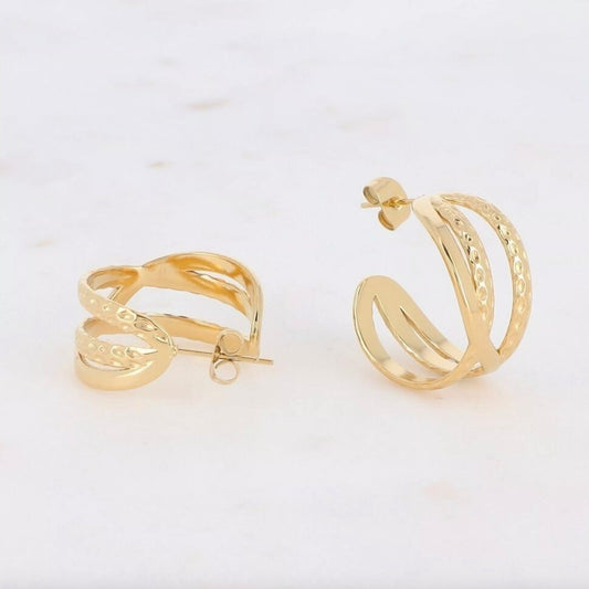 Boucles d'oreilles - créoles 3 rangs ajourées