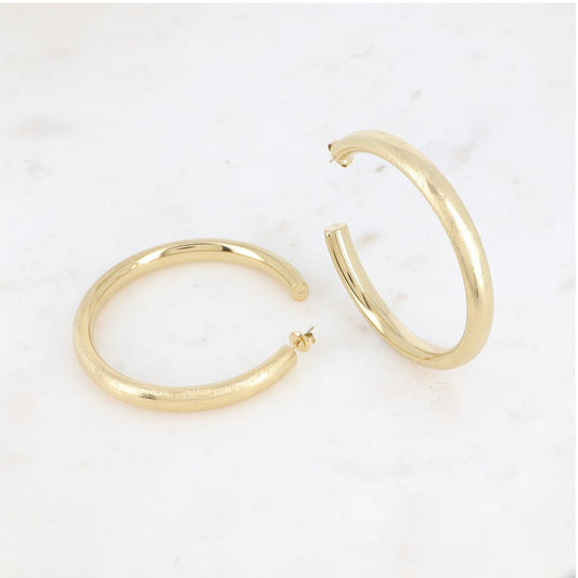 Boucles d'oreilles - créoles anneaux épais brossés