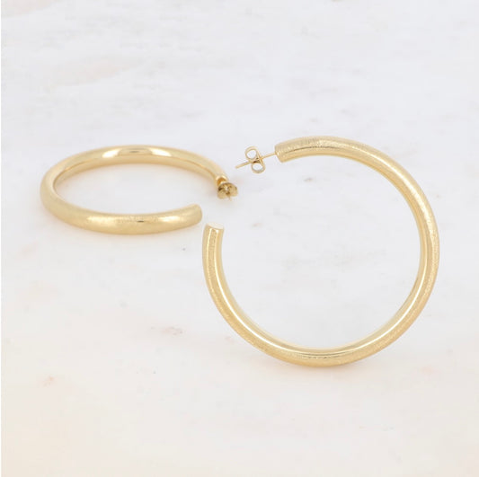 Boucles d'oreilles - créoles anneaux lisses & brossés